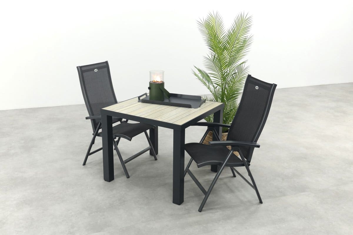 hartman salvatore/nola verstelbare tuinset 90×90 cm. antraciet/houtlook