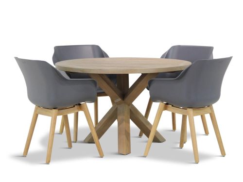 Hartman Sophie teak/Sand City rond 120 cm dining tuinset 5-delig