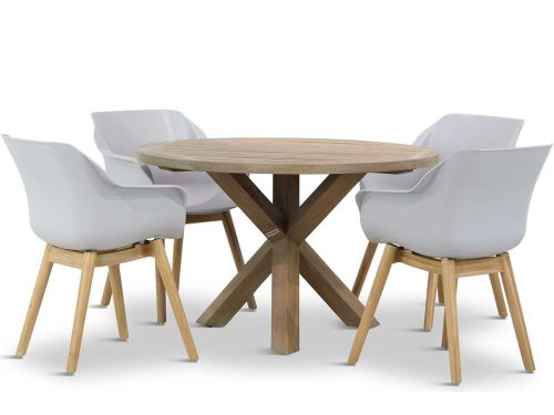 Hartman Sophie teak/Sand City rond 120 cm dining tuinset 5-delig