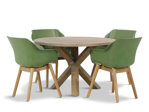 Hartman Sophie teak/Sand City rond 120 cm dining tuinset 5-delig