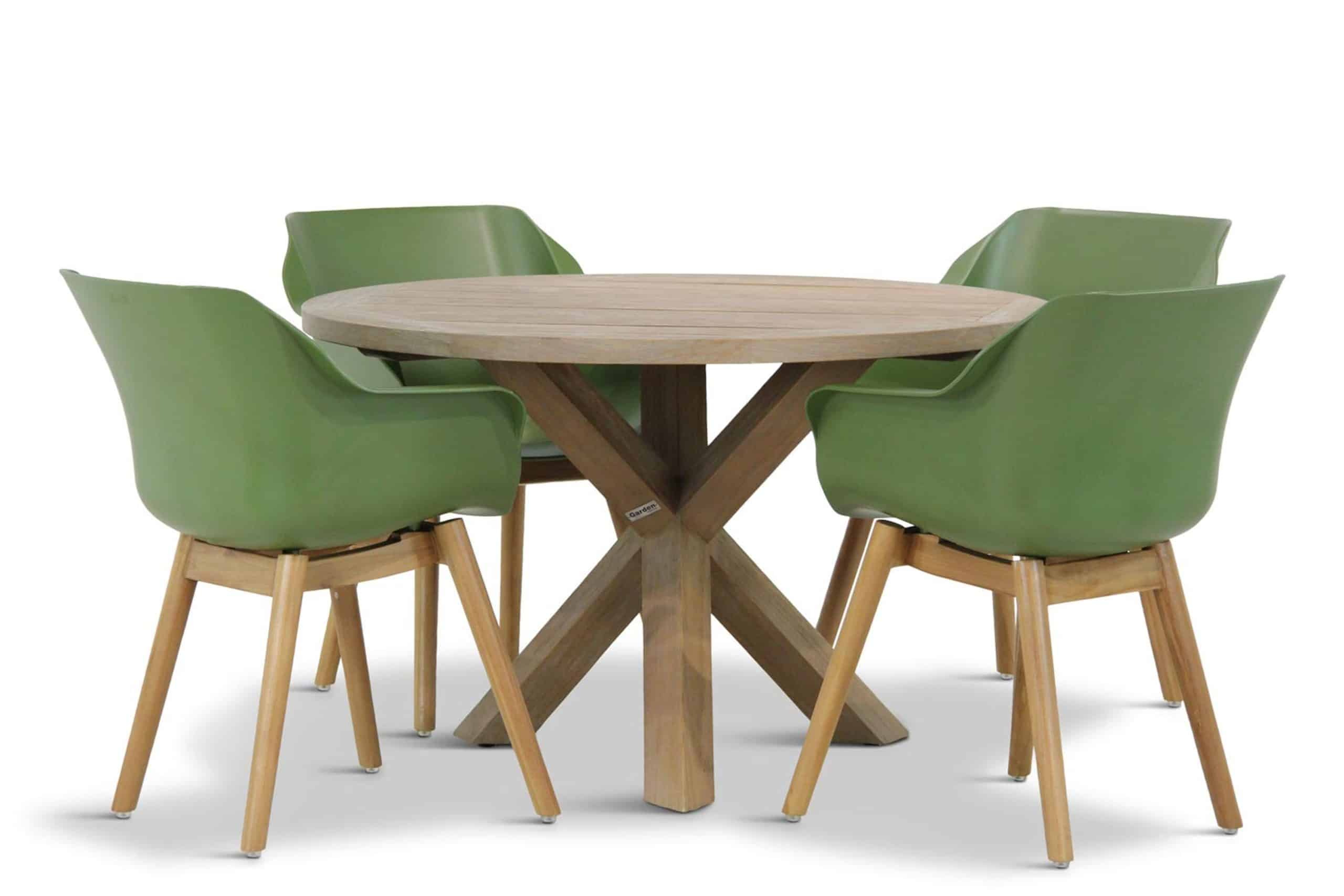 hartman sophie teak/sand city rond 120 cm dining tuinset 5 delig