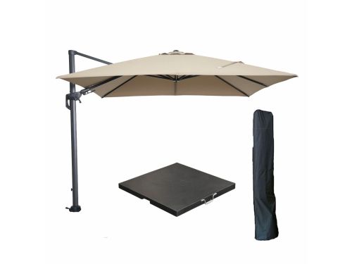 Hawaii zweefparasol 300x300 cm carbon black / taupe met black