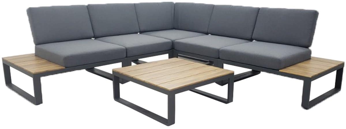 hoek loungeset albufeira | antraciet | acacia en aluminium