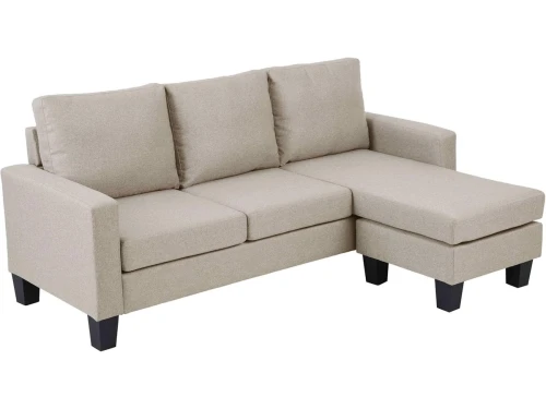 Hoekbank met chaise longue - 3-persoons - ecru - stoffen