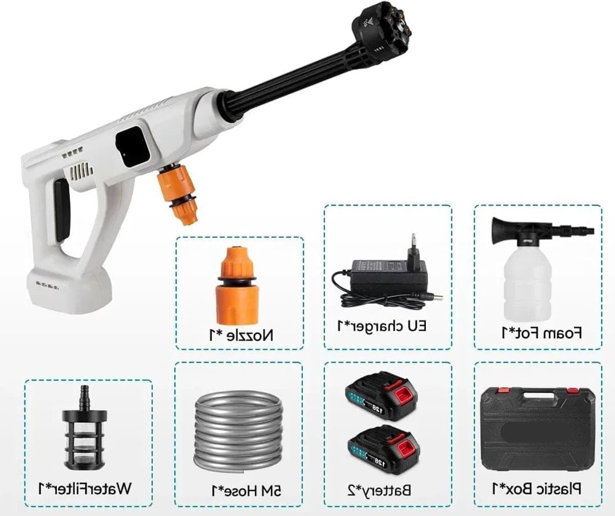 hogedrukreiniger terrasreiniger accu elektrische waterdrukspuit 100bar
