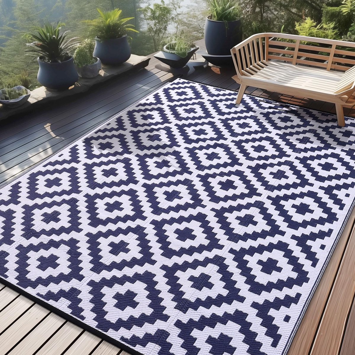 homaxy outdoor rug weerbestendig, kunststof stro uv bestendig omkeerbaar opvouwbaar wasbaar
