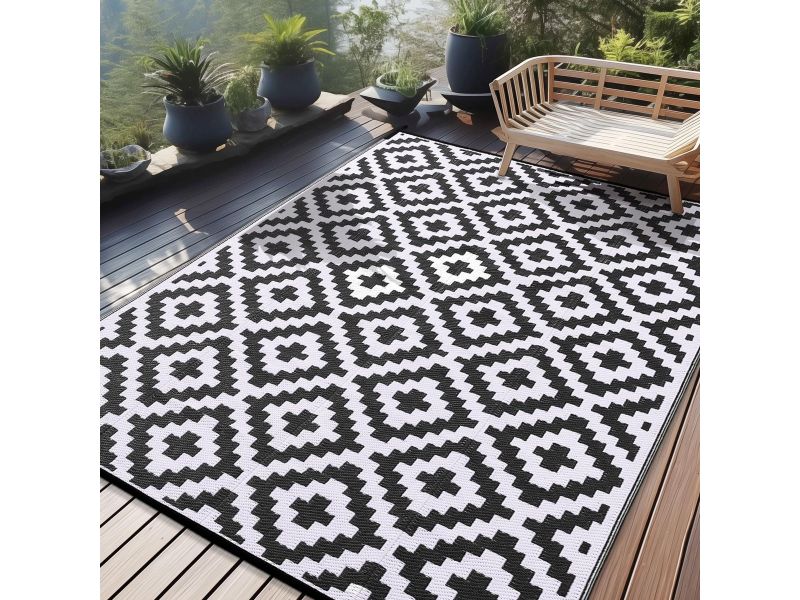 Homaxy Outdoor Rug Weerbestendig, Kunststof Stro UV-bestendig Omkeerbaar Opvouwbaar Wasbaar