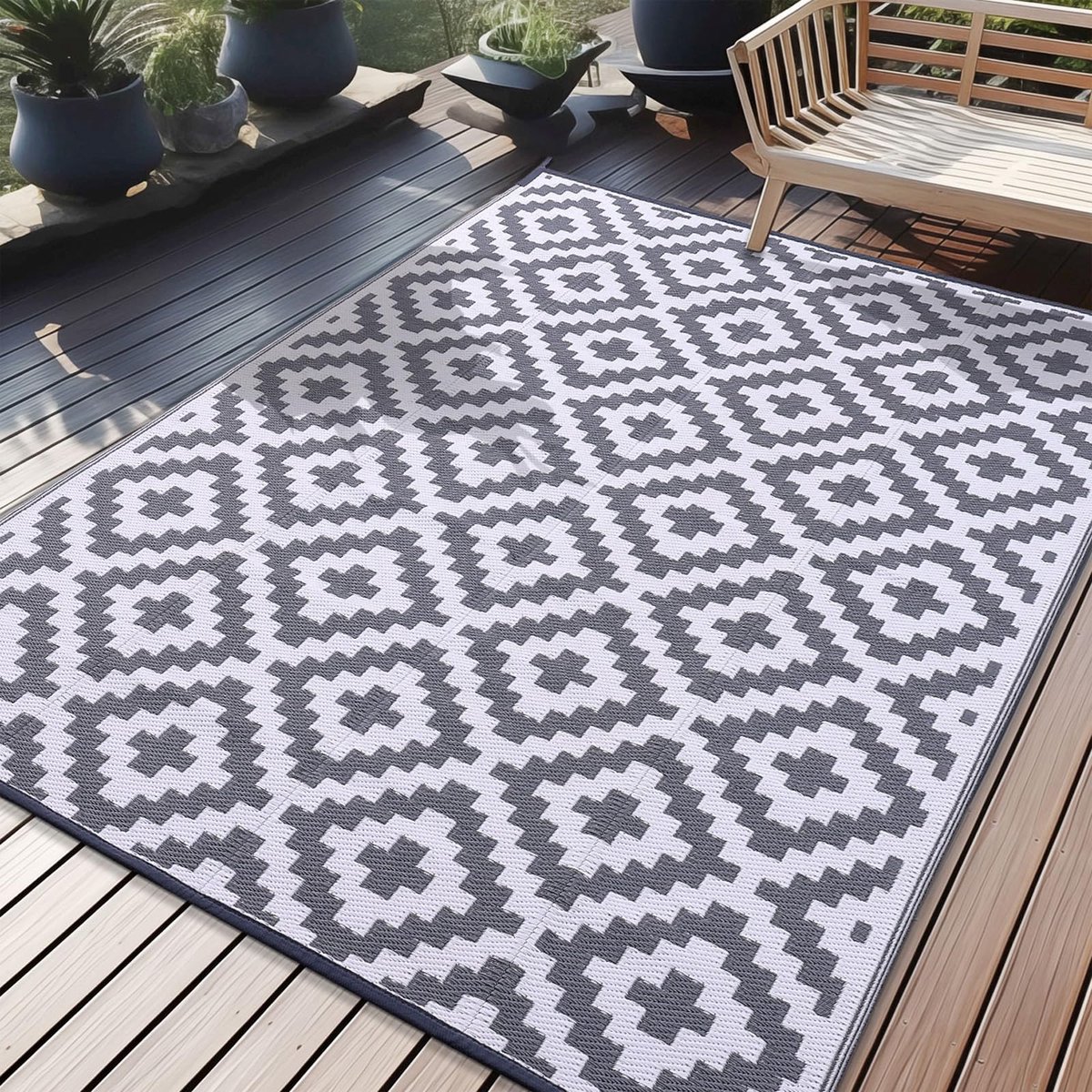 homaxy outdoor rug weerbestendig, kunststof stro uv bestendig omkeerbaar opvouwbaar wasbaar