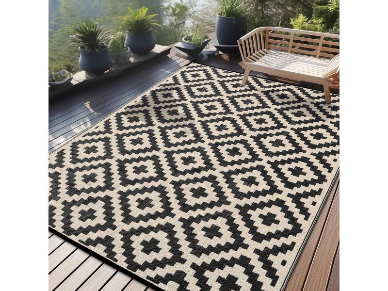 Homaxy Outdoor Rug Weerbestendig, Kunststof Stro UV-bestendig Omkeerbaar Opvouwbaar Wasbaar