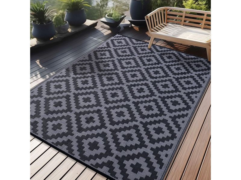Homaxy Outdoor Rug Weerbestendig, Kunststof Stro UV-bestendig Omkeerbaar Opvouwbaar Wasbaar