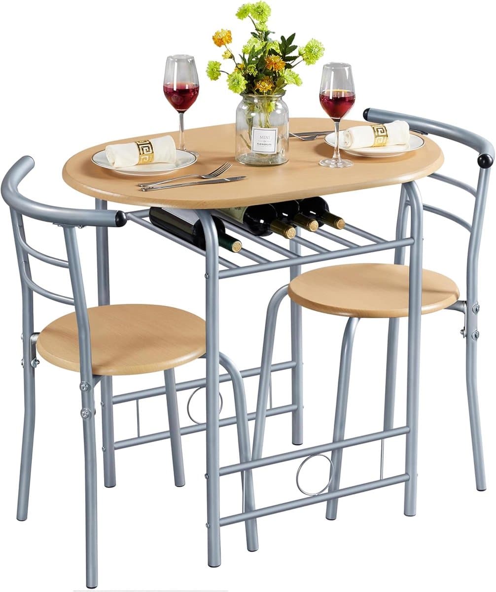 houten balkonset 3 delig met tafel en 2 stoelen voor