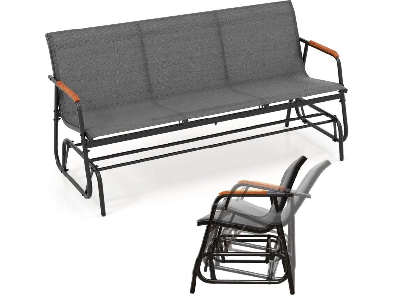 Houten Buiten Schommelbank voor Tuin en Veranda met Curve Armleuningen