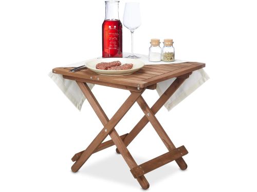 Houten Klaptafel - Draagbare bijzettafel voor woonkamer balkon & terras