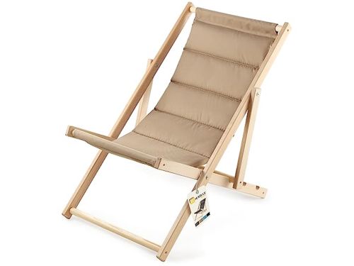 Houten Ligstoel voor Strand en Tuin, Klapstoel met Hoofdsteun tot