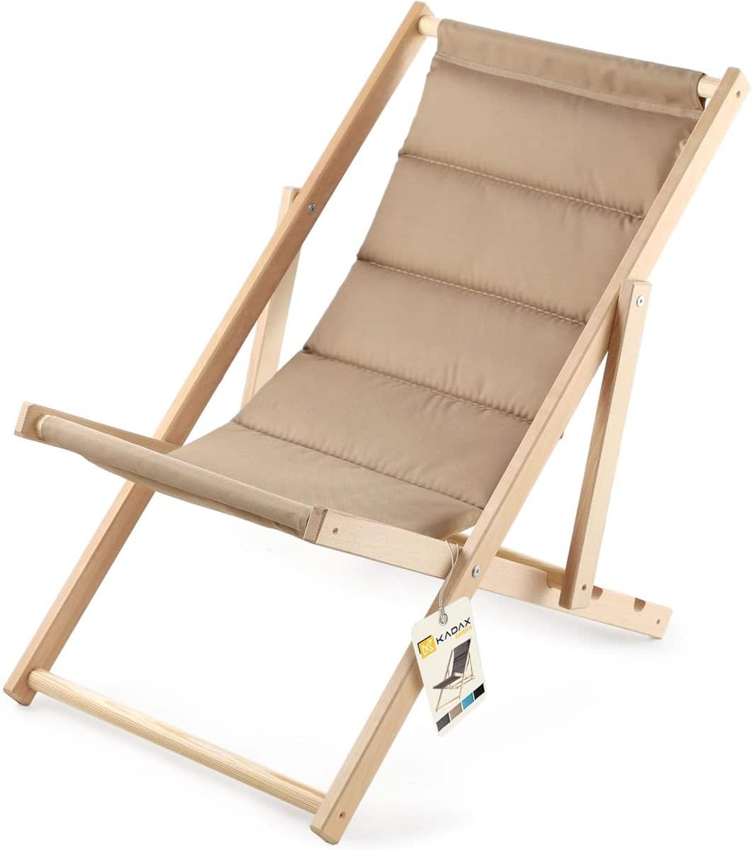 houten ligstoel voor strand en tuin, klapstoel met hoofdsteun tot