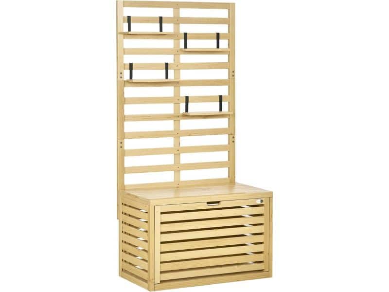 Houten Opbergbox Tuinkist met Latwerk en Verstelbare Plankjes