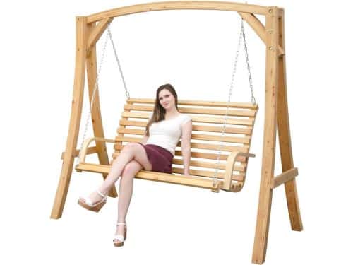 Houten Schommelbank Voor Tuin En Interieur - 3-Zits Tuinschommel Met