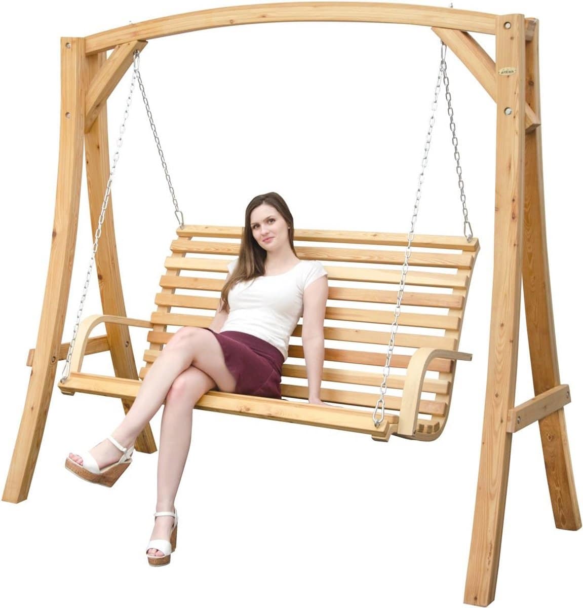 Houten Schommelbank Voor Tuin En Interieur – 3-Zits Tuinschommel Met