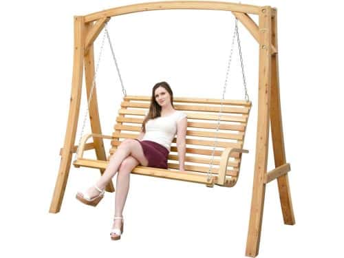 Houten Schommelbank Voor Tuin En Interieur - 3-Zits Tuinschommel Met