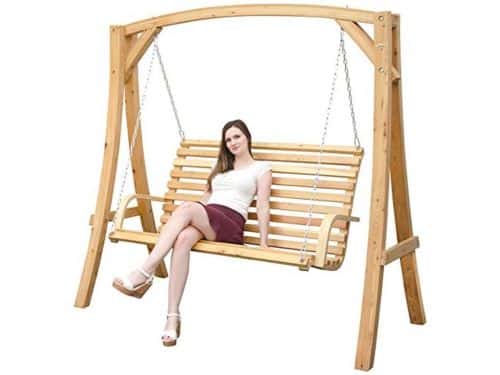 Houten Schommelbank Voor Tuin En Interieur - 3-Zits Tuinschommel Met