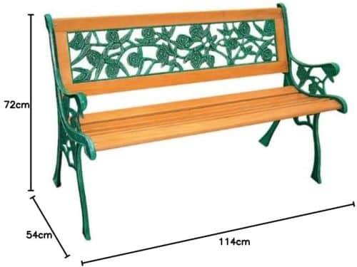 Houten Tuinbank met Gietijzeren Zitting - Stijlvolle Parkbank voor Buiten