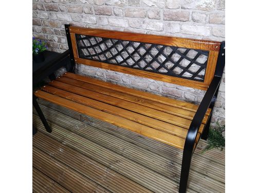 Houten Tuinbank met Kunststof Rugleuning - 118 cm Breed