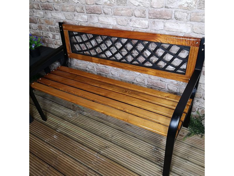 Houten Tuinbank met Kunststof Rugleuning - 118 cm Breed