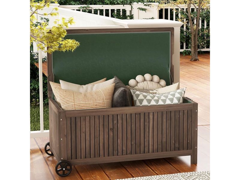 Houten Tuinkist 213L met Wielen en Waterdichte Binnenzak