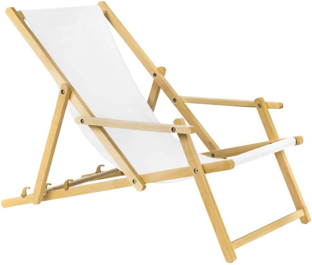 houten tuinligstoel strandstoel lounger ontspannen buiten verstelbare