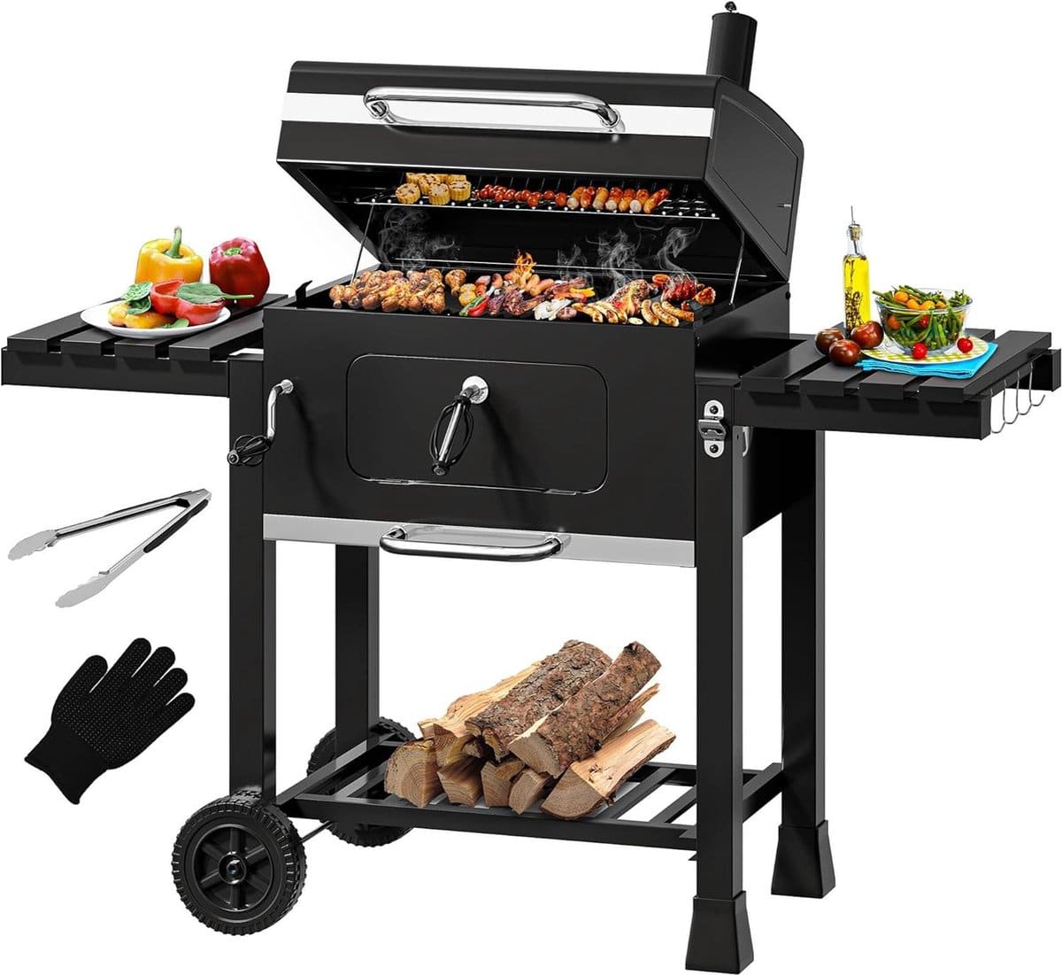 houtskool outdoor roker bbq draagbare tuin barbecue grill