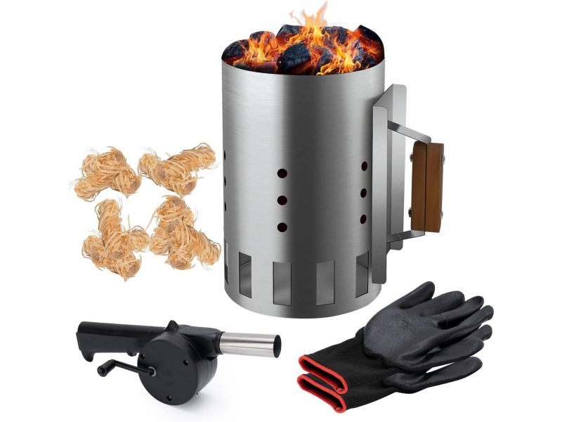 Houtskoolschoorsteen Starter Set voor BBQ en Houtskool Grill