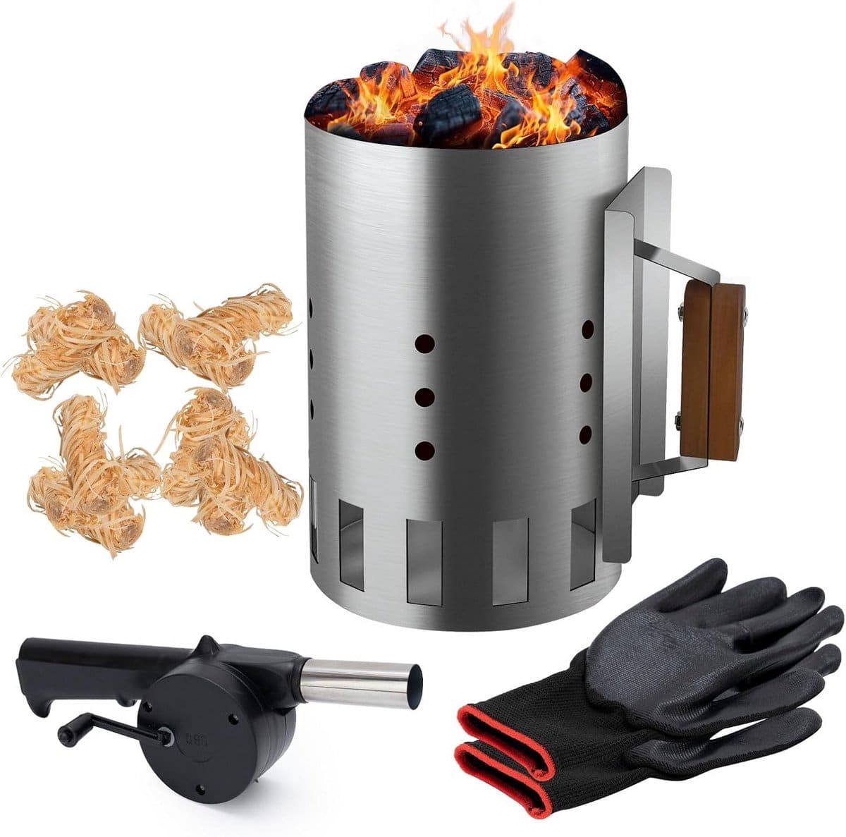 houtskoolschoorsteen starter set voor bbq en houtskool grill