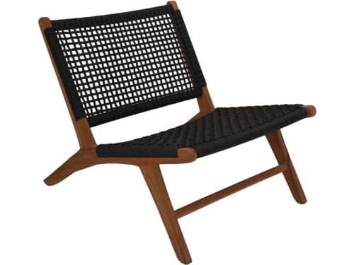 HSM Collection-Tuin Loungestoel Rio-66x80x65-Zwart/Naturel-Teak/Bananenblad