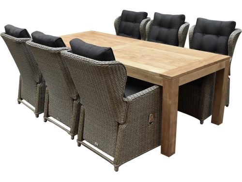 Ibiza Krista dining tuinset 240x100xH77 cm 7 delig verstelbaar grijs