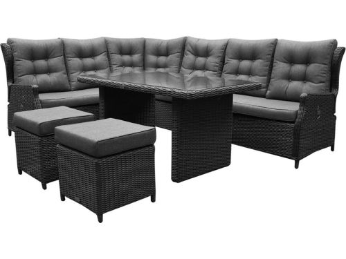 Ibiza premium hoek dining loungeset 7 delig antraciet