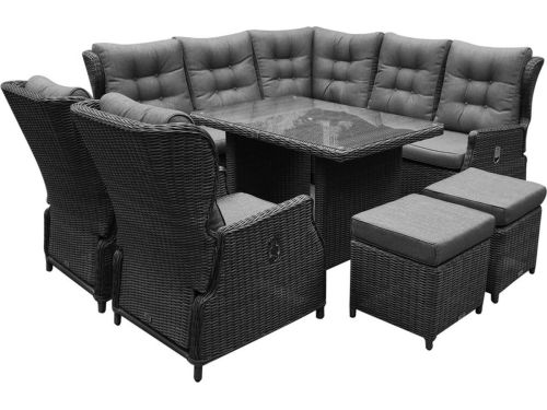 Ibiza premium hoek dining loungeset 8 delig antraciet