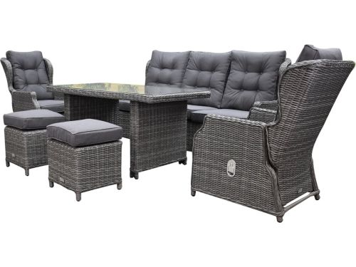 Ibiza premium stoel bank dining loungeset verstelbaar 6 delig antraciet