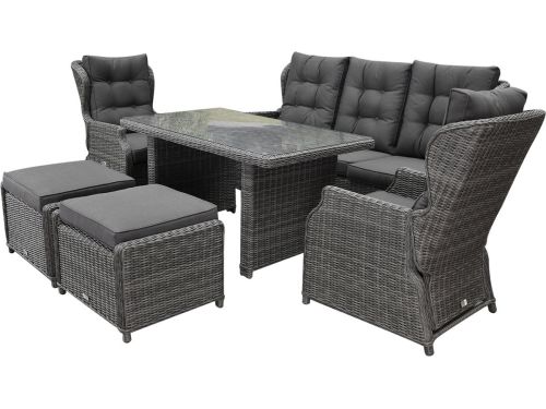 Ibiza premium stoel bank dining loungeset verstelbaar 6 delig antraciet
