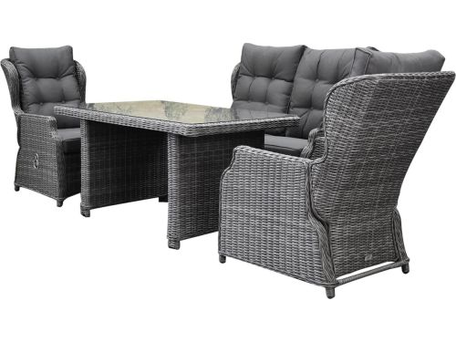 Ibiza premium stoel-bank loungeset 4-delig verstelbaar antraciet