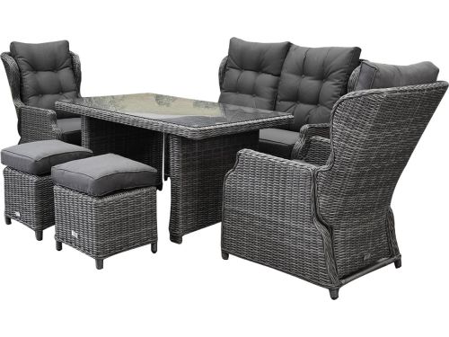 Ibiza premium stoel-bank loungeset 6-delig verstelbaar antraciet