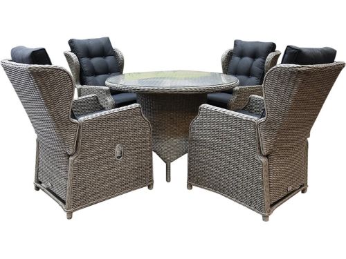 Ibiza Riccione dining tuinset 110 cm rond 5-delig grijs verstelbaar