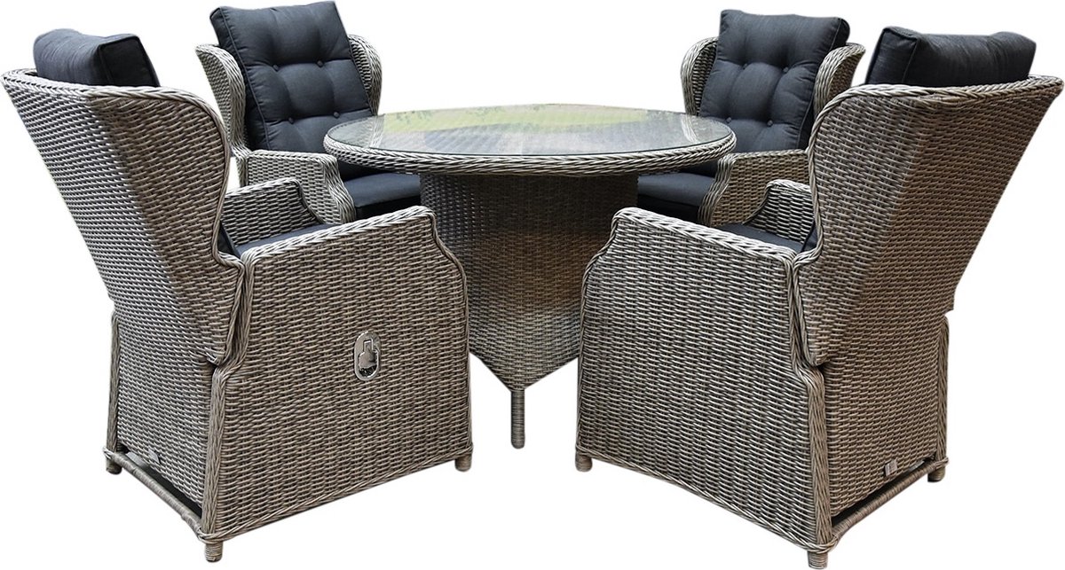 ibiza riccione dining tuinset 110 cm rond 5 delig grijs verstelbaar