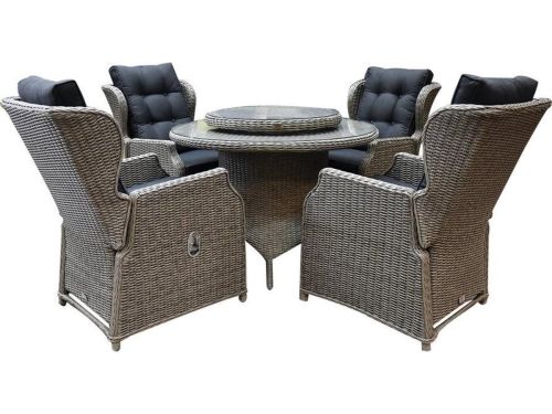 Ibiza Riccione dining tuinset 110 cm rond 6-delig grijs verstelbaar