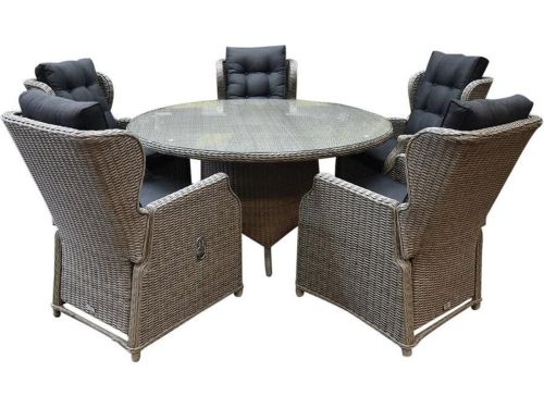 Ibiza Riccione dining tuinset 150 cm rond 6-delig grijs verstelbaar