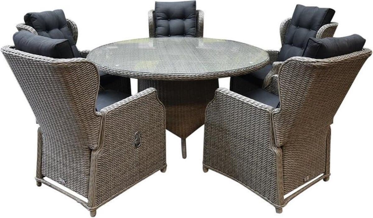 Ibiza Riccione dining tuinset 150 cm rond 6-delig grijs verstelbaar