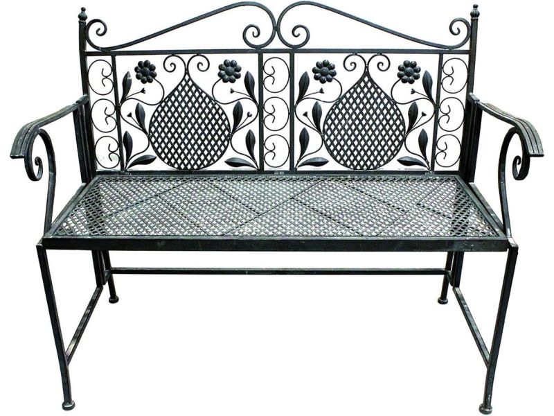 Ijzeren Tuinbank 2-zits 107 cm - Antiek Design Parkbank voor