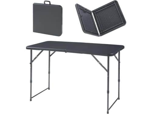 In hoogte verstelbare klaptafel 120x60 cm zwart - Opvouwbare tuintafel