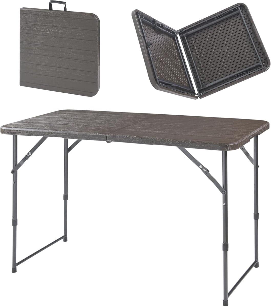 in hoogte verstelbare klaptafel 120×60 cm zwart opvouwbare tuintafel