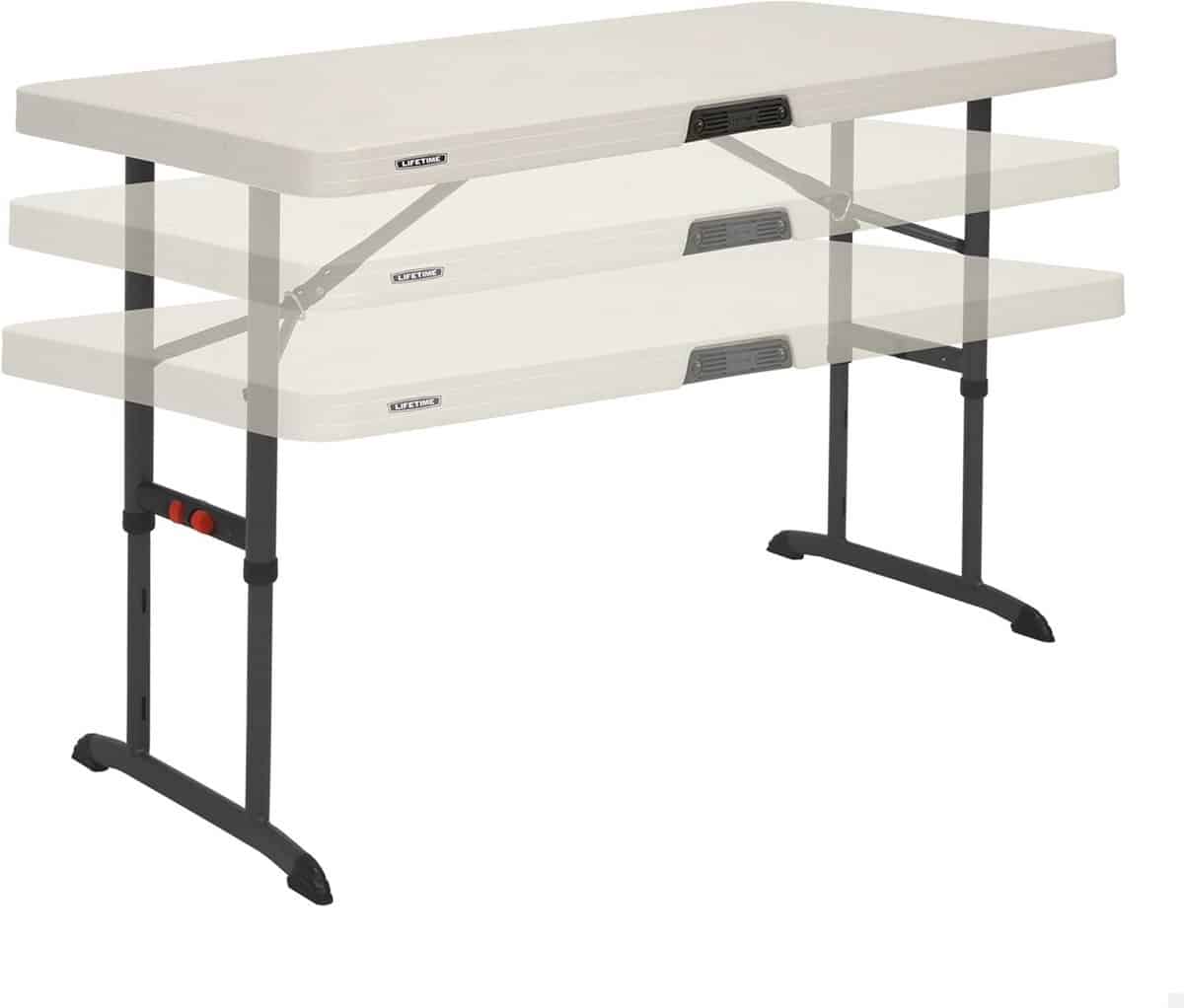 in hoogte verstelbare kunststof klaptafel 122 x 61 cm