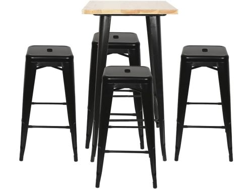 Industrieel Design Bartafel van Hout en Metaal voor 2 tot